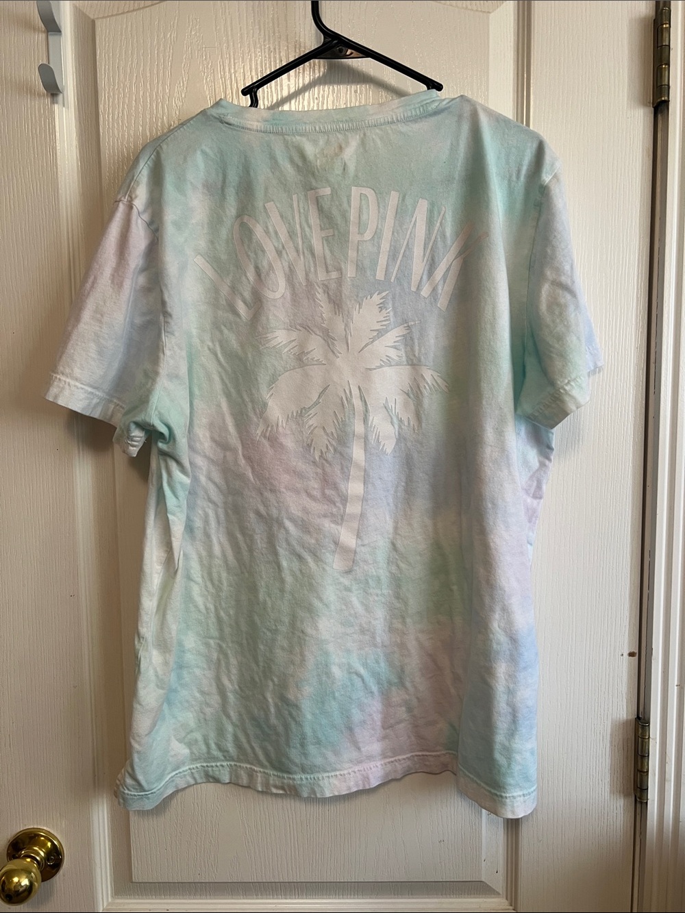 PINK Victoria's Secret Pastel Tie-Dye Short Sleeve Tee - Palm Graphic